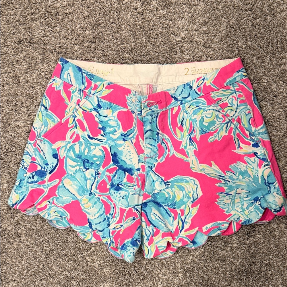 Lilly Pulitzer Pink and Blue Floral High Waist Shorts